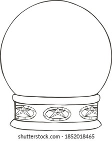 Black line Magic ball icon isolated on transparent background. Crystal ball. Illustration