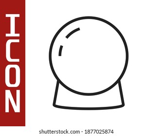 Black line Magic ball icon isolated on white background. Crystal ball.  Vector