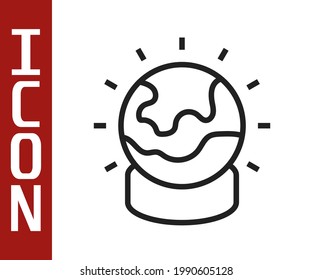 Black line Magic ball icon isolated on white background. Crystal ball.  Vector