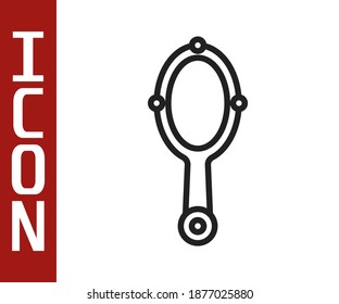 Black line Magic hand mirror icon isolated on white background.  Vector