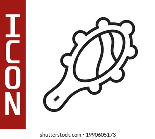 Black line Magic hand mirror icon isolated on white background.  Vector