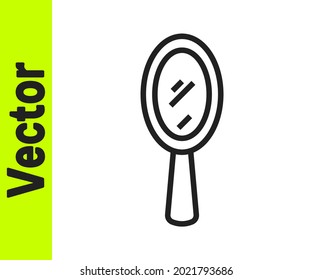 Black line Magic hand mirror icon isolated on white background.  Vector