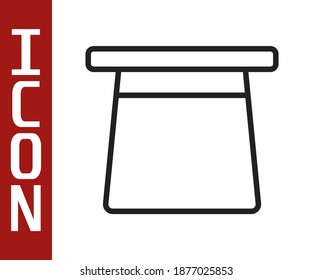 Black line Magic hat icon isolated on white background. Magic trick. Mystery entertainment concept.  Vector