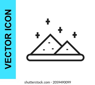 Black line Magic powder icon isolated on white background.  Vector