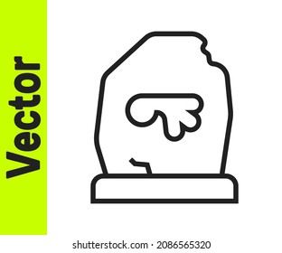 Black line Magic rune icon isolated on white background. Rune stone.  Vector