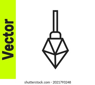 Línea negra Icono de piedra mágica aislado en fondo blanco. Cristal de fantasía. Gema de joyas para el juego.  Vector