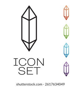 Black line Magic stone icon isolated on white background. Fantasy crystal. Jewelry gem for game. Set icons colorful. Vector Illustration