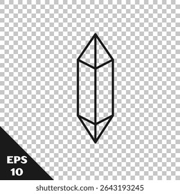 Black line Magic stone icon isolated on transparent background. Fantasy crystal. Jewelry gem for game.  Vector Illustration