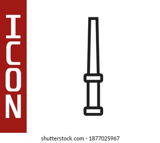 Black line Magic wand icon isolated on white background. Star shape magic accessory. Magical power.  Vector