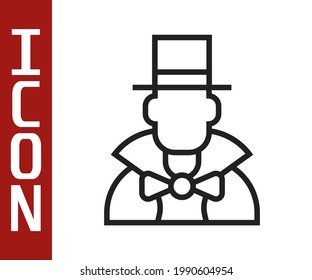 Black line Magician icon isolated on white background.  Vector