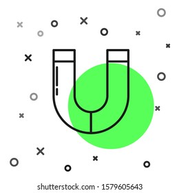 Black line Magnet icon isolated on white background. Horseshoe magnet, magnetism, magnetize, attraction.  Vector Illustration