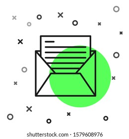 Black line Mail and e-mail icon isolated on white background. Envelope symbol e-mail. Email message sign.  Vector Illustration