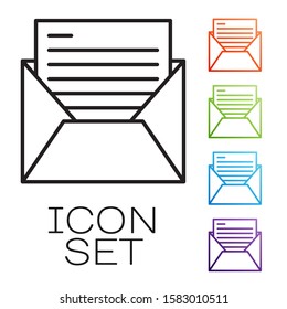 Black line Mail and e-mail icon isolated on white background. Envelope symbol e-mail. Email message sign. Set icons colorful. Vector Illustration