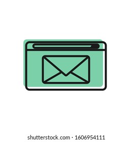 Black line Mail and e-mail icon isolated on white background. Envelope symbol e-mail. Email message sign.  Vector Illustration
