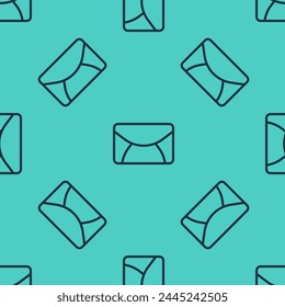 Black line Mail and e-mail icon isolated seamless pattern on green background. Envelope symbol e-mail. Email message sign.  Vector