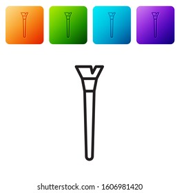 Black line Makeup brush icon isolated on white background. Set icons in color square buttons. Vector Illustration