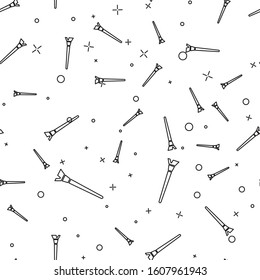 Black line Makeup brush icon isolated seamless pattern on white background.  Vector Illustration