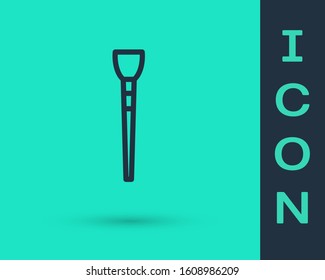 Black line Makeup brush icon isolated on green background.  Vector Illustration