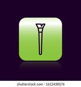 Black line Makeup brush icon isolated on black background. Green square button. Vector Illustration
