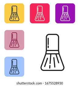 Black line Makeup brush icon isolated on white background. Set icons in color square buttons. Vector Illustration