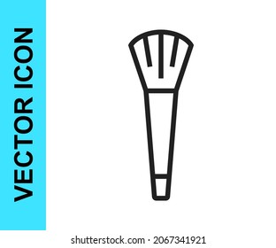Black line Makeup brush icon isolated on white background.  Vector