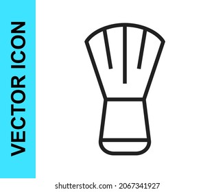 Black line Makeup brush icon isolated on white background.  Vector