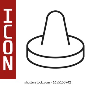 Black line Mallet and puck for playing air hockey game icon isolated on white background.  Vector Illustration