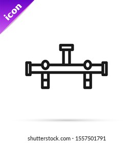 Black line Manifold icon isolated on white background.  Vector Illustration