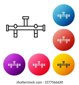 Black line Manifold icon isolated on white background. Set icons colorful circle buttons. Vector Illustration