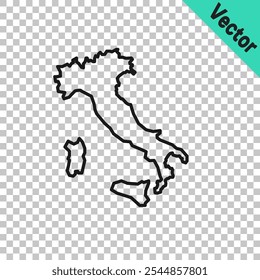 Icono del mapa de Italia aislado en fondo transparente.  Vector