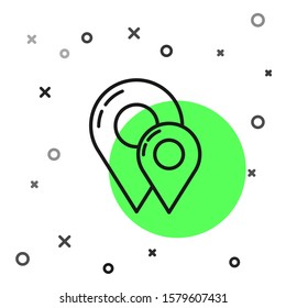 Black line Map pin icon isolated on white background. Navigation, pointer, location, map, gps, direction, place, compass, contact, search concept.  Vector Illustration
