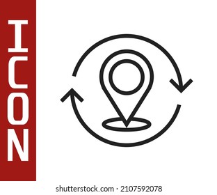 Black line Map pin icon isolated on white background. Navigation, pointer, location, map, gps, direction, search concept.  Vector