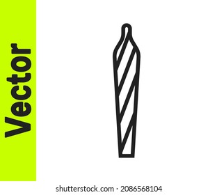 Black line Marijuana joint, spliff icon isolated on white background. Cigarette with drug, marijuana cigarette rolled.  Vector