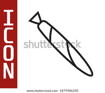 Black line Marijuana joint, spliff icon isolated on white background. Cigarette with drug, marijuana cigarette rolled.  Vector