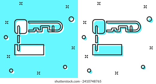 Icono de la tecla marcada de la línea negra aislado en fondo verde y blanco. Formas dinámicas aleatorias. Ilustración vectorial