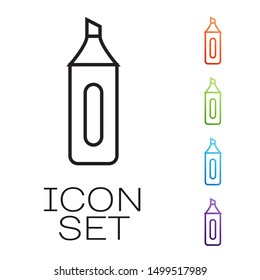 Black line Marker pen icon isolated on white background. Set icons colorful. Vector Illustration