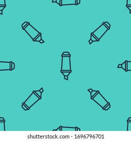 Black line Marker pen icon isolated seamless pattern on green background.  Vector Illustration