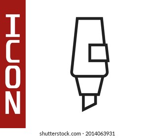 Black line Marker pen icon isolated on white background.  Vector