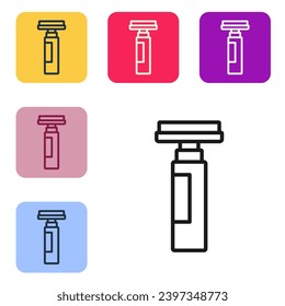 Icono de lápiz Marcador de línea negra aislado en fondo blanco. Establezca iconos en los botones cuadrados de color. Vector