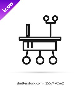 Black line Mars rover icon isolated on white background. Space rover. Moonwalker sign. Apparatus for studying planets surface.  Vector Illustration