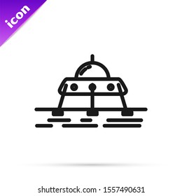 Black line Mars rover icon isolated on white background. Space rover. Moonwalker sign. Apparatus for studying planets surface.  Vector Illustration