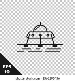 Black line Mars rover icon isolated on transparent background. Space rover. Moonwalker sign. Apparatus for studying planets surface.  Vector Illustration
