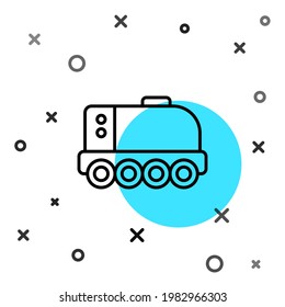 Black line Mars rover icon isolated on white background. Space rover. Moonwalker sign. Apparatus for studying planets surface. Random dynamic shapes. Vector