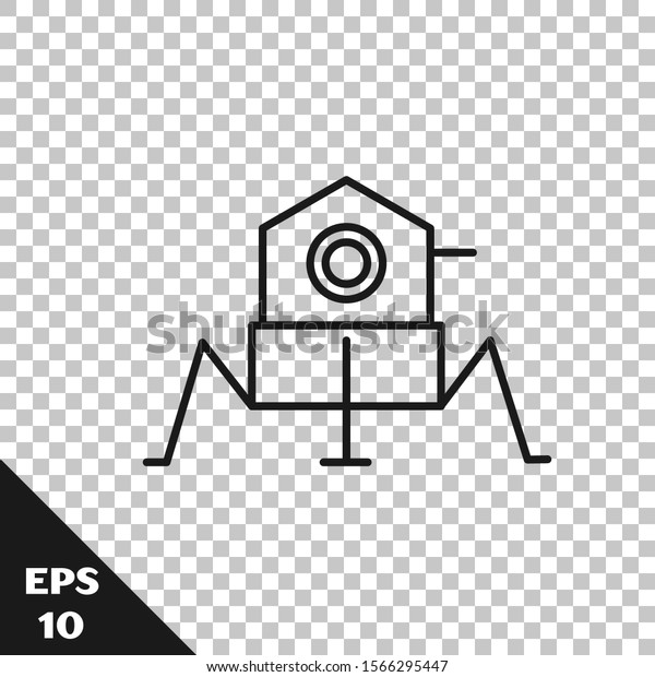 Black line Mars rover icon isolated\
on transparent background. Space rover. Moonwalker sign. Apparatus\
for studying planets surface.  Vector\
Illustration