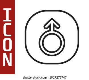 Black line Mars symbol icon isolated on white background. Astrology, numerology, horoscope, astronomy.  Vector