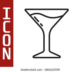 Black line Martini glass icon isolated on white background. Cocktail icon. Wine glass icon.  Vector