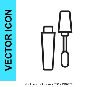 Black line Mascara brush icon isolated on white background.  Vector