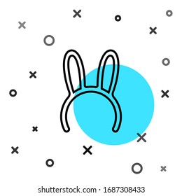 Black line Mask with long bunny ears icon isolated on white background. Random dynamic shapes. Vector Illustration