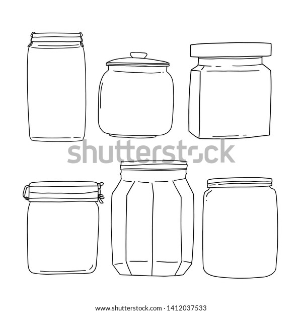 Black Line Mason Jar Varians Stock Vector (Royalty Free) 1412037533 ...