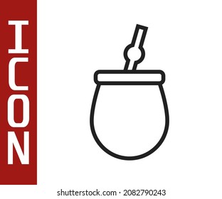 Black line Mate tea icon isolated on white background.  Vector